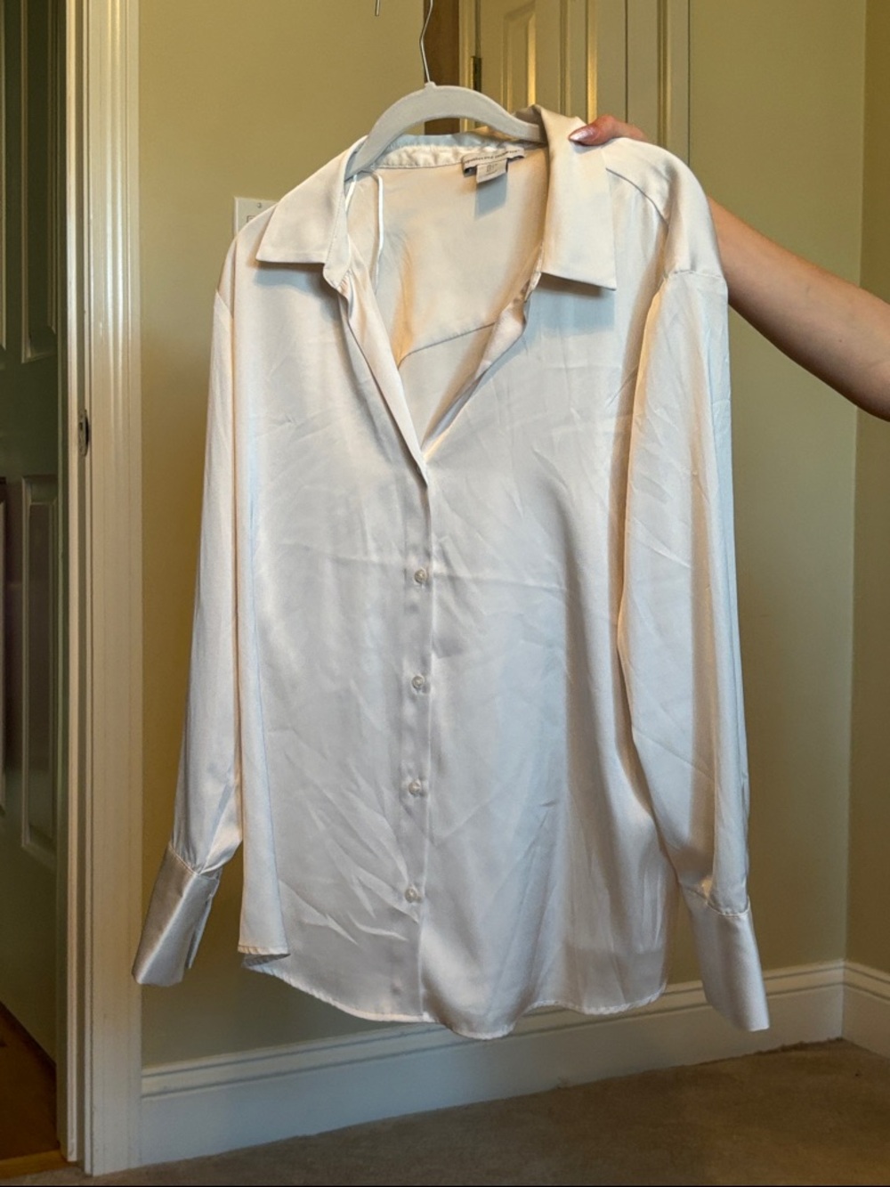 cupcakes & cashmere Cream Satin Button-Up Blouse